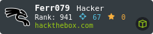 Hack The Box badge for Ferr079