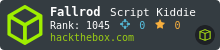 Badge Hack The Box de Fallrod (rang et progression en temps réel)