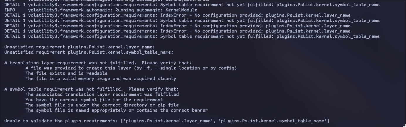 volatility 3 linux symbol tables