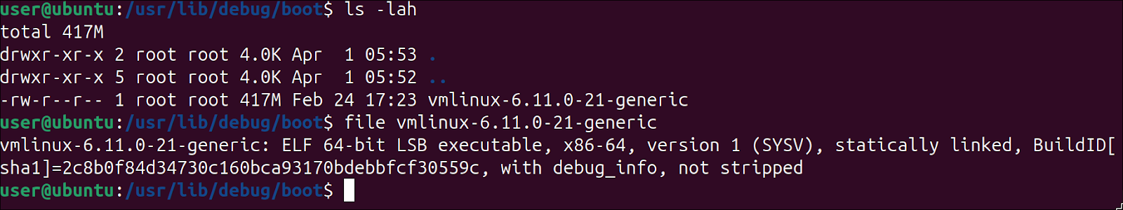 ubuntu debug screengrab