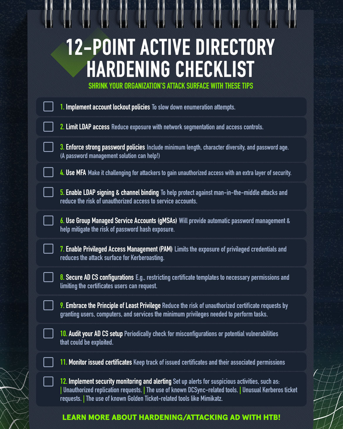 Active Directory hardening checklist