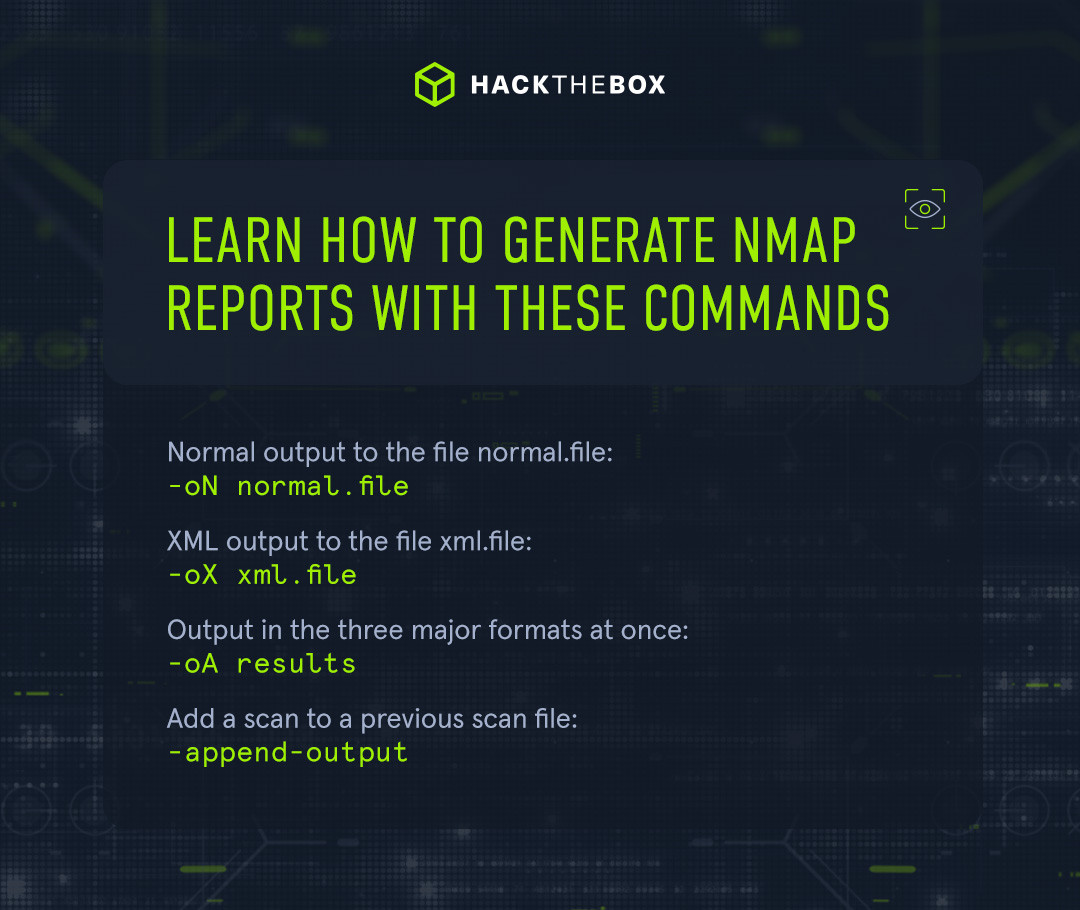 Nmap commands to generate reports