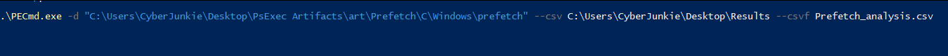 prefetch file analysis PEcmd
