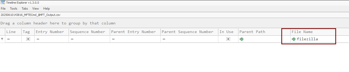 MFTECmd output