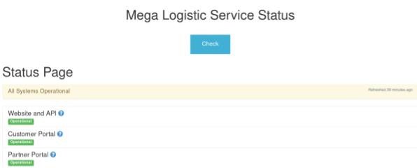 mega logistic availability of services - status page